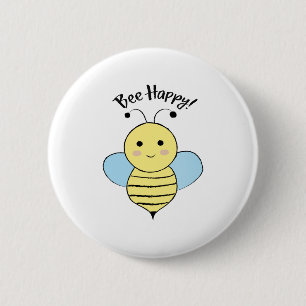 Cute Bee Happy 2 Inch Round Button