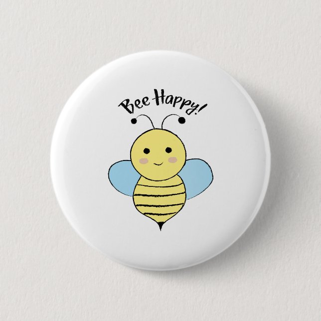 Cute Bee Happy 2 Inch Round Button (Front)