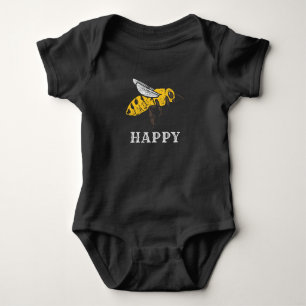 Cute Bee Happy Custom Novelty Baby Bodysuit
