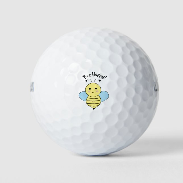 Cute Bee Happy Golf Balls (Front)