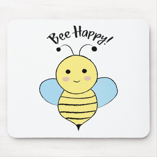 Cute Bee Happy Mouse Pad (Front)