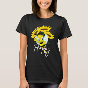 Cute Bee Happy Sunflower Women Ray Of Sunshine T-Shirt