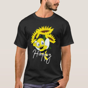 Cute Bee Happy Sunflower Women Ray Of Sunshine T-Shirt