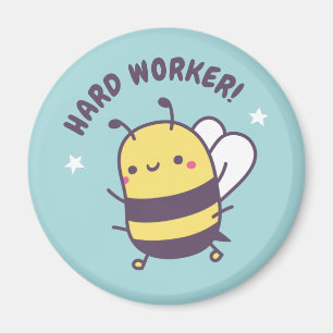 Cute Bee Hard Worker Doodle Magnet