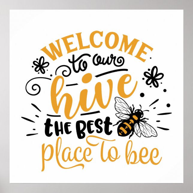 cute bee hive welcome word art Poster (Front)