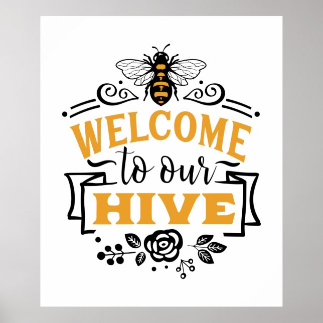 cute bee hive welcome word art poster (Front)