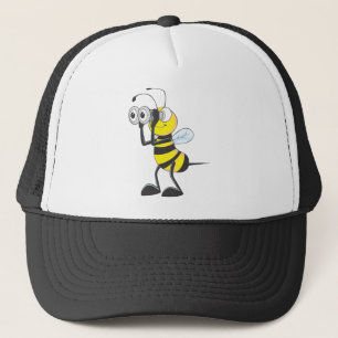 Cute Bee Holding Binoculars Looking at Something Trucker Hat