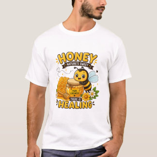 Cute Bee Honey Healing Cartoon Design T-Shirt