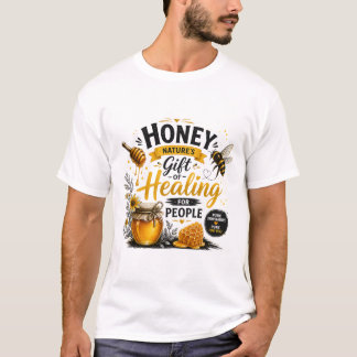 Cute Bee Honey Healing Cartoon Design T-Shirt