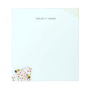 Cute Bee honeycomb gradient Personalized name Notepad