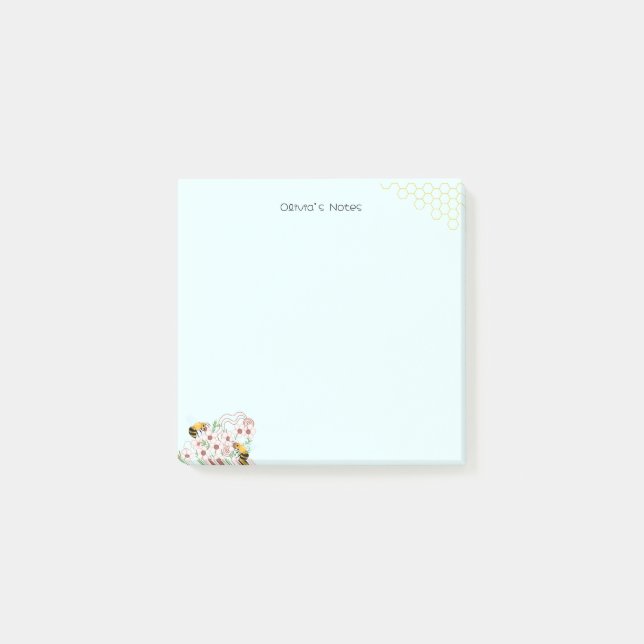 Cute Bee honeycomb gradient Personalized name Post-it Notes (Front)