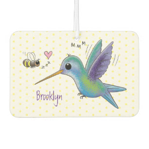Cute bee hummingbird cartoon illustration air freshener