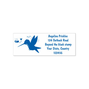 Cute bee hummingbird cartoon illustration self-inking stamp
