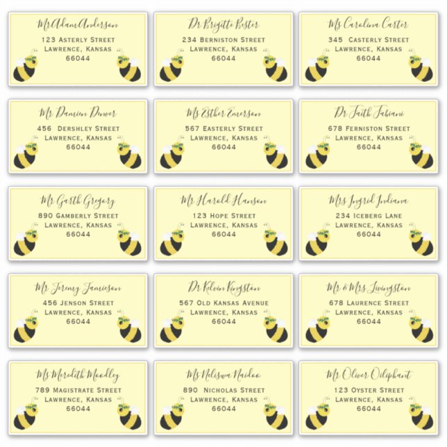 Cute Bee Individual Shipping Address Baby Shower (Front)