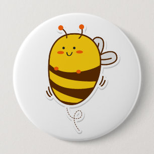 Cute Bee Kawaii Drawing 4 Inch Round Button