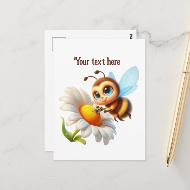 Cute bee lovers customizable  postcard (Front/Back In Situ)