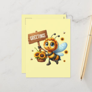 Cute bee lovers greetings  holiday postcard