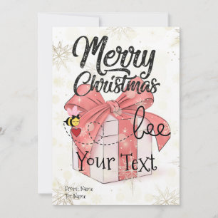 Cute Bee Merry Christmas Custom Holiday Card