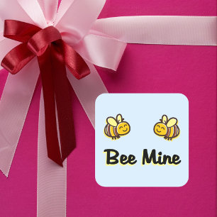 Cute Bee Mine Retro Bumble Bees Light-Colour Square Sticker