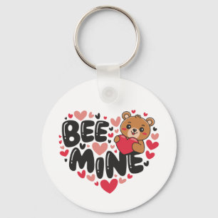 Cute Bee Mine Teddy Bear Valentine's Day Keychain