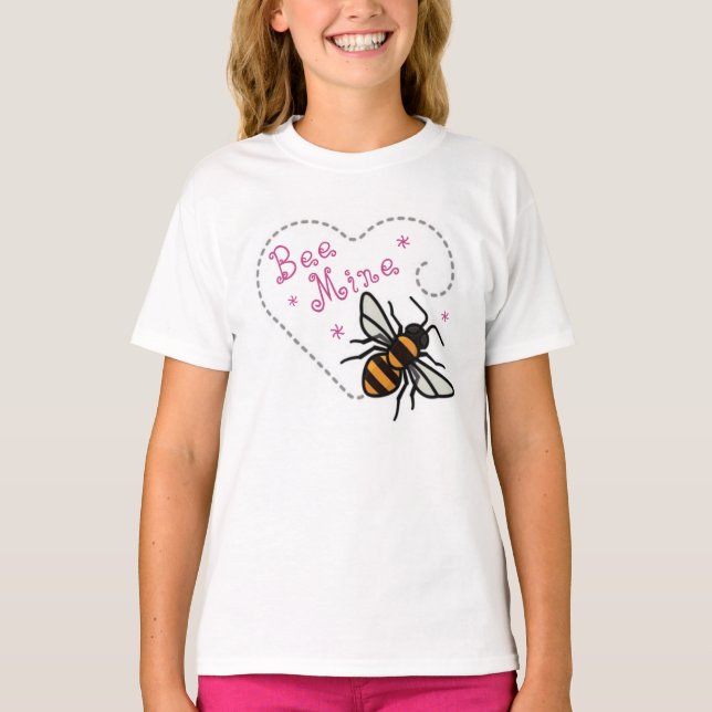 Cute Bee Mine Valentine Heart T-Shirt (Front)