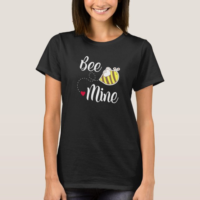 Cute Bee Mine Valentines Day Design T-Shirt (Front)