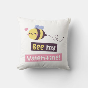 Cute Bee My Valentine, Be My Valentine Throw Pillow