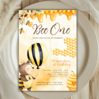 Cute Bee One First Honey Bear Yellow 1st Birthday 