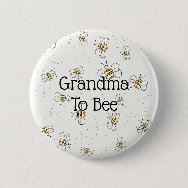 Cute Bee Pattern Grandma To Bee Baby Shower Button (Front)