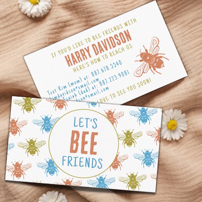 Cute Bee Pattern Play Date Mom Kids Business  Calling Card (Creator Uploaded)
