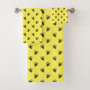 Cute Bee Pattern Yellow Bath Towel Set