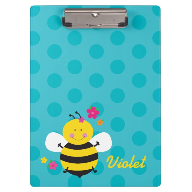 Cute Bee Personalized Clipboard (Front)