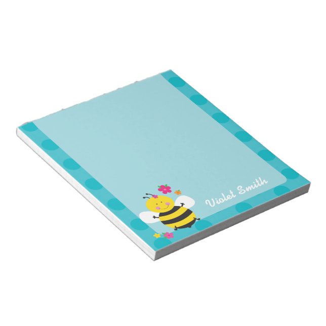 Cute Bee Personalized Notepads (Angled)