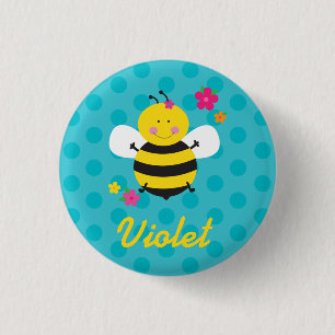 Cute Bee Personalized Pin/Button 1 Inch Round Button