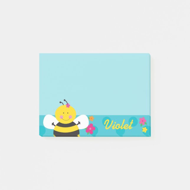Cute Bee Personalized Post-it Notes (Front)