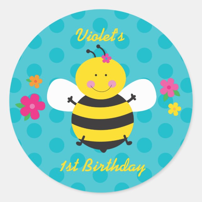 Cute Bee Personalized Sticker for gifts and favour (Front)