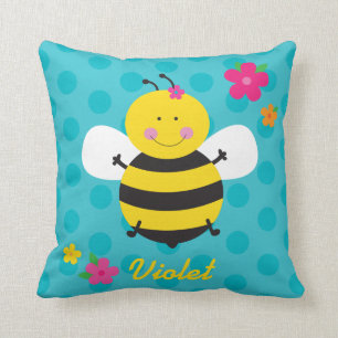 Cute Bee Personalized Throw Pillow