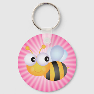 Cute Bee; Pink Keychain