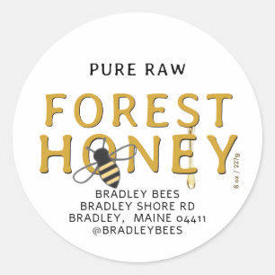 Cute Bee Raw Local Spring Honey with Honey Drip Classic Round Sticker