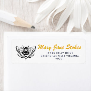Cute Bee Return Address Label Personalized