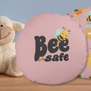Cute Bee safe Cute  Round Pillow