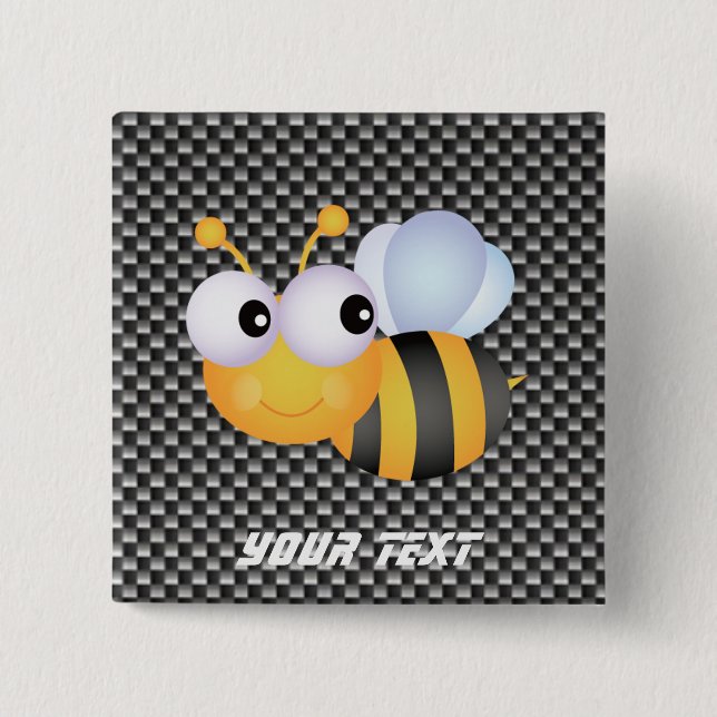 Cute Bee; Sleek 2 Inch Square Button (Front)