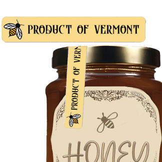 Cute Bee STATE or COUNTRY Honey Lid Security Label