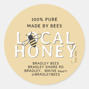 Cute Bee Stylish Yellow Lid Label with Honey Drip