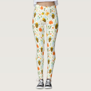 Cute Bee With Blue Hats  Leggings