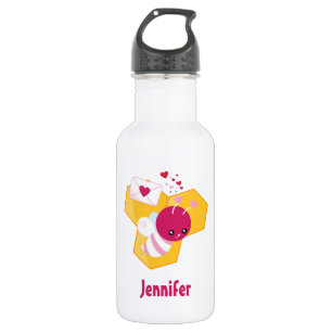 Cute Bee with Pink Valentine Hearts 532 Ml Water Bottle
