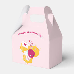 Cute Bee with Pink Valentine Hearts Favor Box