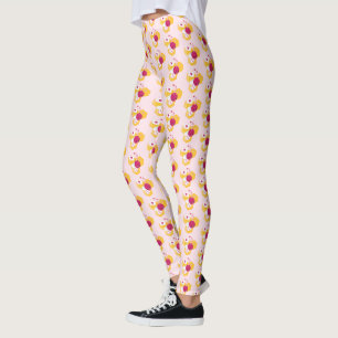Cute Bee with Pink Valentine Hearts Pattern Leggings