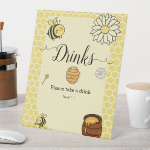 Cute Bee with Sweet Honey Baby Shower Drinks Pedestal Sign