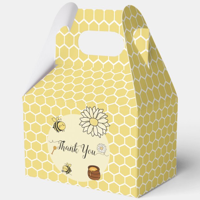 Cute Bee with Sweet Honey Baby Shower Favor Box (Back)